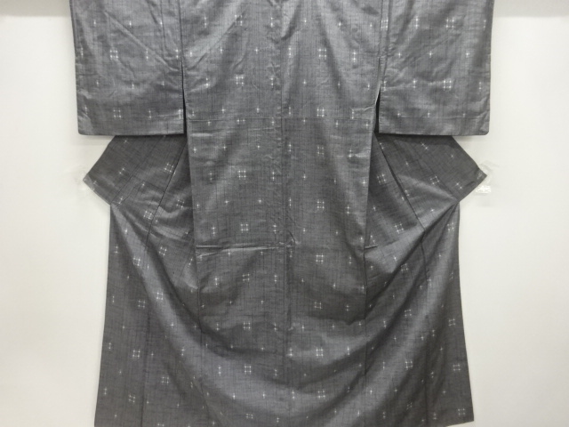 井桁模様織出し手織り紬着物